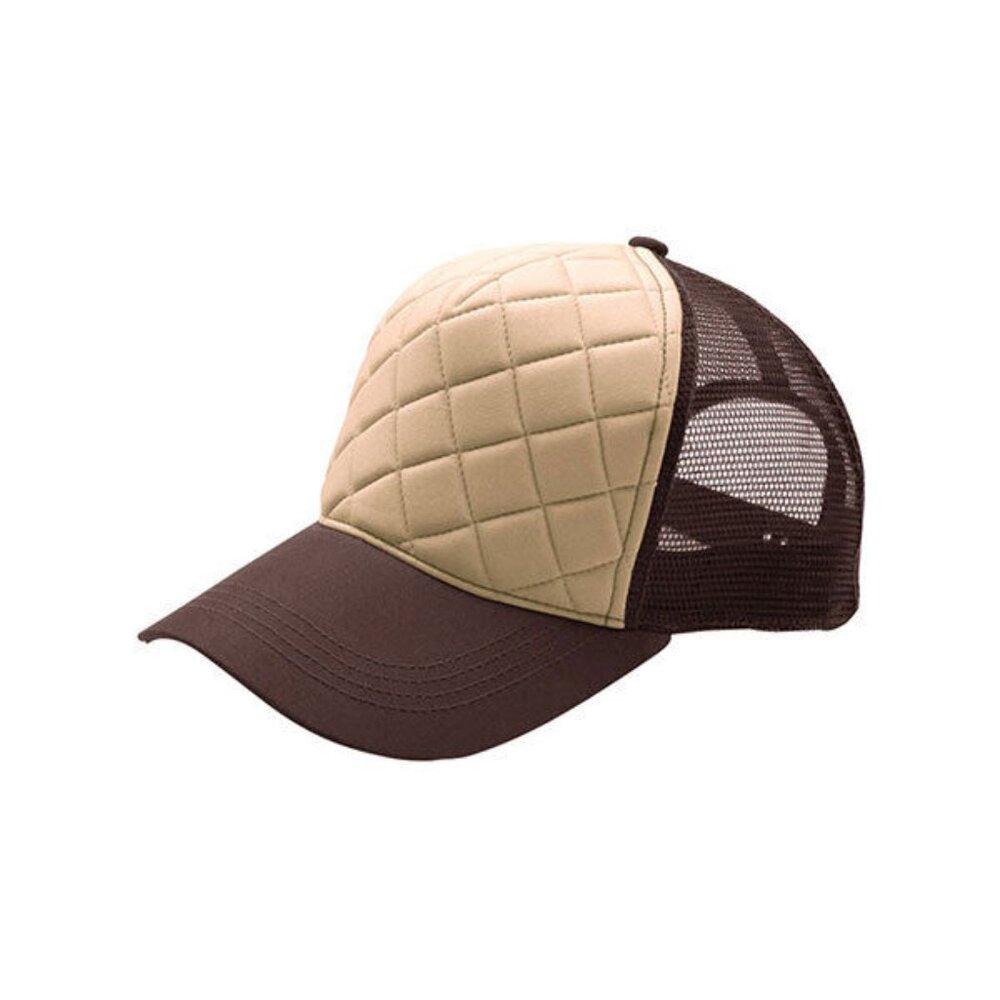 Quilted Hat Brown Cap Adjustable One Size Baseball Trucker Snapback Base Ball